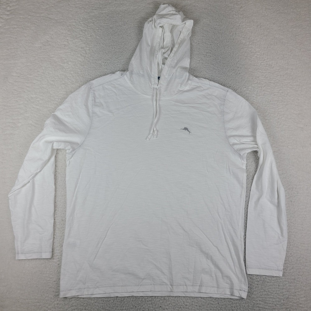 Tommy Bahama Hoodie Mens XL White 100% Cotton Lightweight *